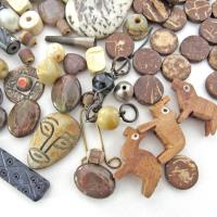 Boho Tribal Bead Lot for Jewelry Making - Feldspar, Jasper Stones, Animal & Wood Beads - Earthy Bohemian Destash Jewelry Craft Supply