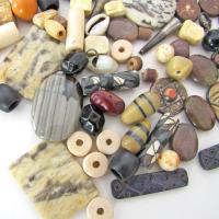 Boho Tribal Bead Lot for Jewelry Making - Feldspar, Jasper Stones, Animal & Wood Beads - Earthy Bohemian Destash Jewelry Craft Supply