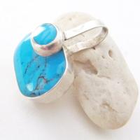 Blue Turquoise Sterling Silver Pendant - Vintage Mexico 925 Silver & Turquoise Jewelry