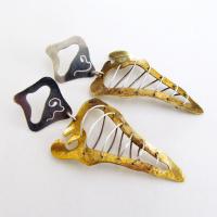 Big  African Shaped Mixed Metal Earrings in Sterling Silver & Gold Brass -  Bold Exotic Vintage Designer Jewelry