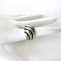 Vintage Sterling Silver Ring with Puffy Ribbed Wavy Organic Lines - Classic Modernist Jewelry for Everyday Wear