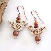 Bird Earrings with Jasper Stones & Copper Beads - Cute Whimsical Jewelry Gifts for Birdwatchers & Bird Lovers