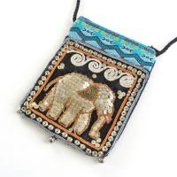 Elephant Sequin Embroidered Cross Body Bag - Ethnic Boho Vintage Fashion Handbag