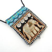 Elephant Sequin Embroidered Cross Body Bag - Ethnic Boho Vintage Fashion Handbag