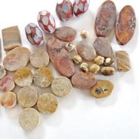 Large Mixed Natural Stone Bead Lot for Jewelry Making / Beading - Beige Fossil Coral, Rusty Brown Agates, Picture Jasper - Earth Tone Colors