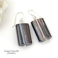Black & White Sardonyx Stone Earrings with Sterling Silver - Modern Minimalist Gemstone Jewelry for Women