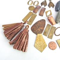 Stone and Metal Bead Lot for Jewelry Making - Brass Copper Metal Components, Large Leather Tassels, Jasper Stones, Pendant Focal Beads