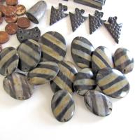 Earthy Ethnic Boho Bohemian African Tribal Style Mixed Bead Lot for Jewelry Making -  Earth Tone Colors, Beige, Black, Brown, Zebra Striped