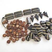 Earthy Ethnic Boho Bohemian African Tribal Style Mixed Bead Lot for Jewelry Making -  Earth Tone Colors, Beige, Black, Brown, Zebra Striped
