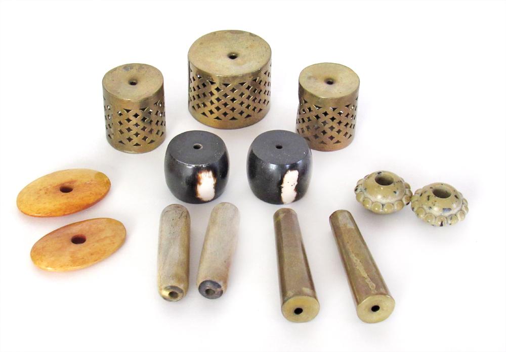 Bead Lot for Jewelry Making / Vintage Brass and African Style Wood Beads / Ethnic Boho Hippie Beads